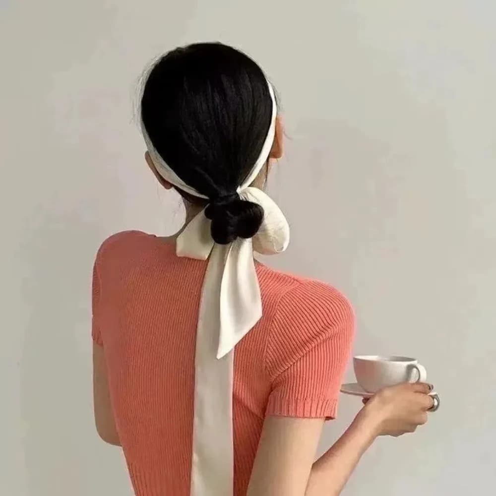 Nuova Sciarpa Stretta in Raso di Seta, Foulard Monocolore, Sciarpa Lunga Sottile in Seta, Fascia per Capelli, Nastro per Borsa, Fasce per Capelli Fai da Te