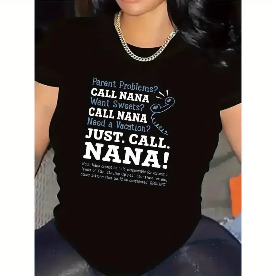 【Nuovo stile】T-shirt a maniche corte resistente e leggera con divertente design Nana Call, ideale per l'abbigliamento casual e comodo.