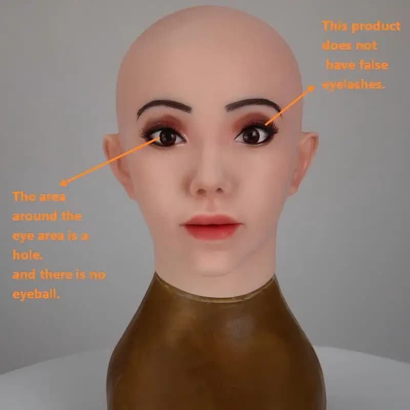 Realistic Skin Texture Bald Female Silicone Face Mask High Simulation Head Mask for Crossdresser Cosplay Masquerade Party Prop