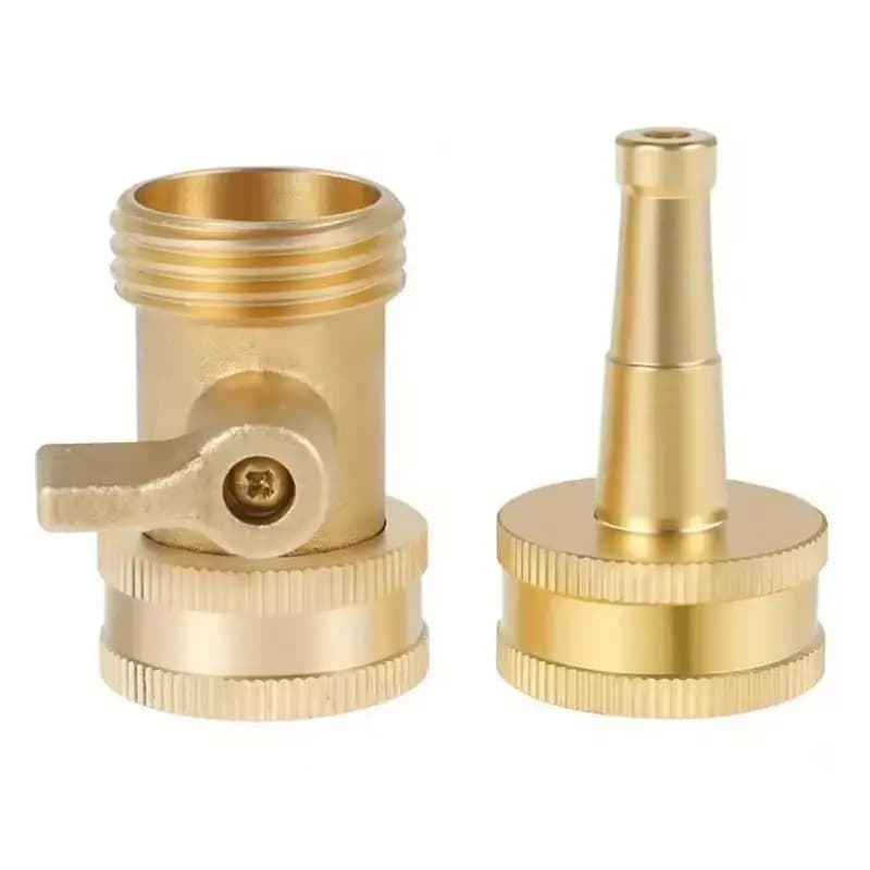 ABKP-Brass Water Sprayer Nozzle Set For High Pressure Hose With Shut Off Valve For Garden And Car Washing