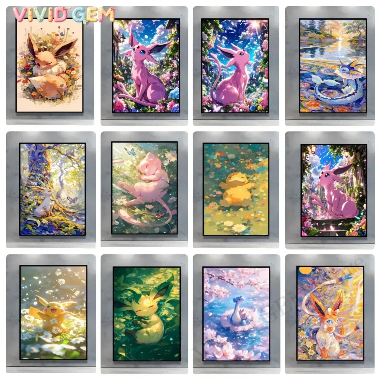 VIVID GEM Diamond Painting Japanese Classic Anime Pokemon Eevee Diamond Mosaic Handmade Art Exquisite Creative Gift Home Decor