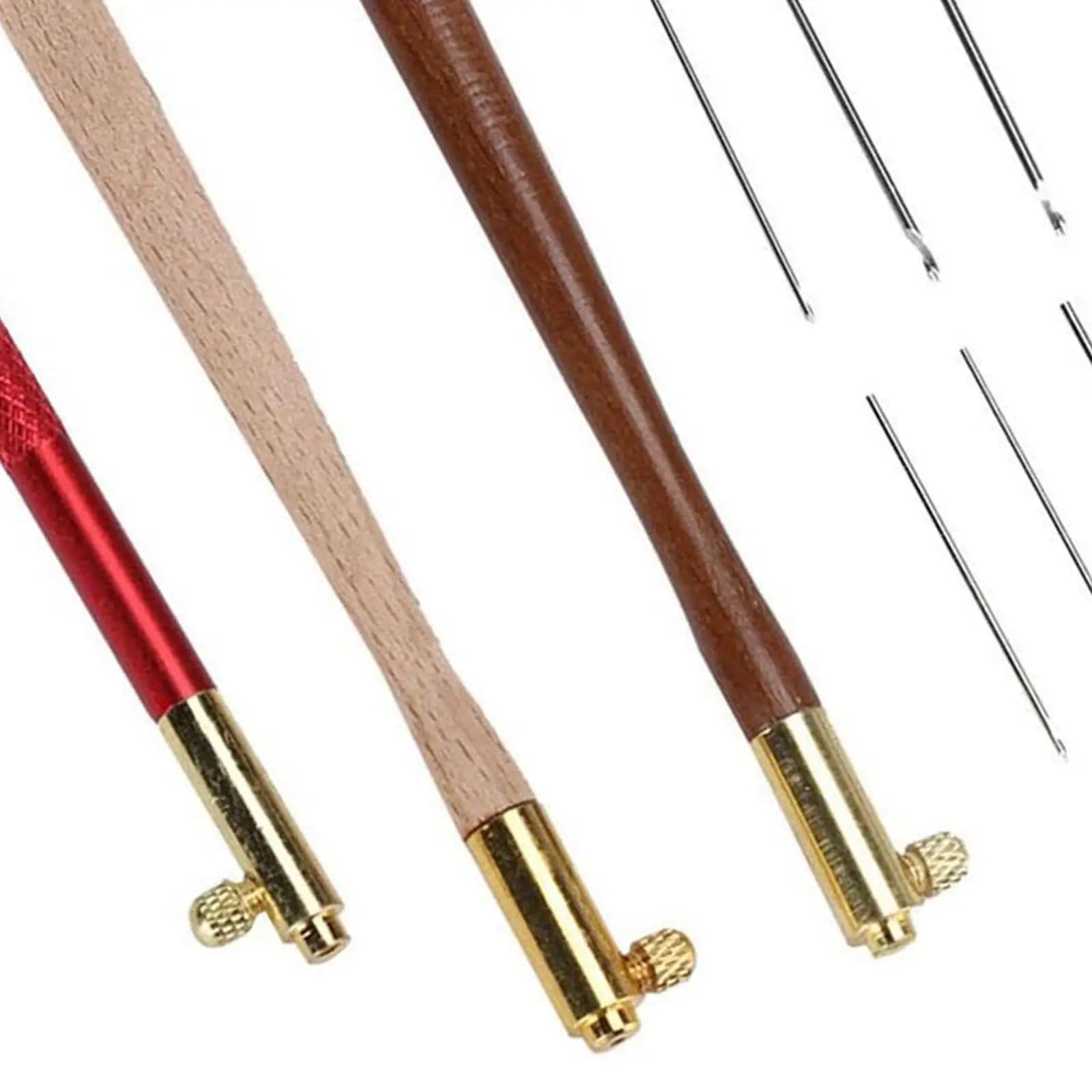 Embroidery Crochet Hooks Sequin Beading Wooden Handle Knitting Craft Tool