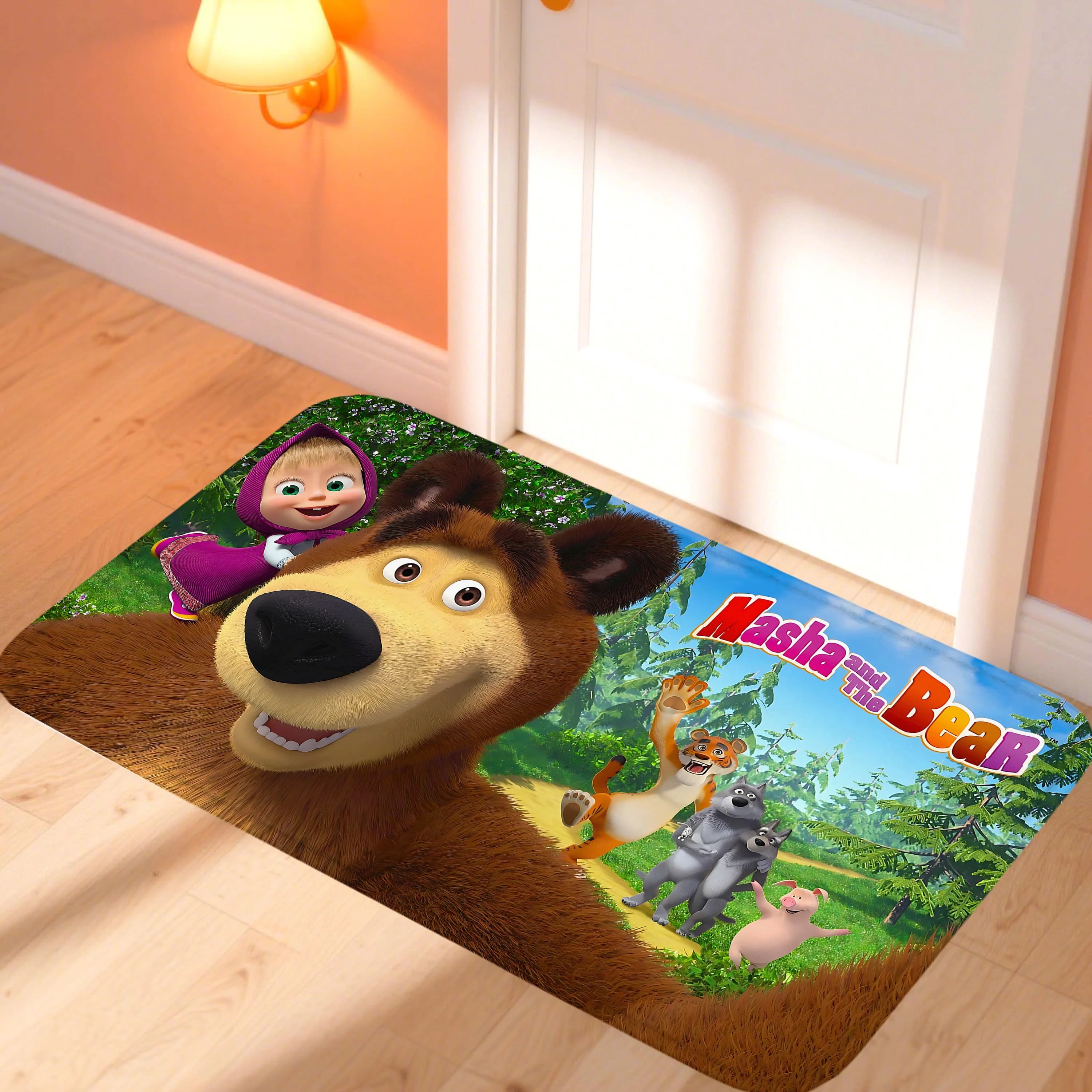 Simpatico cartone animato Masha e l'orso Zerbino Tappetino per porta d'ingresso Tappetini Tappeto per cucina Decorazione della stanza di casa Piede antiscivolo
