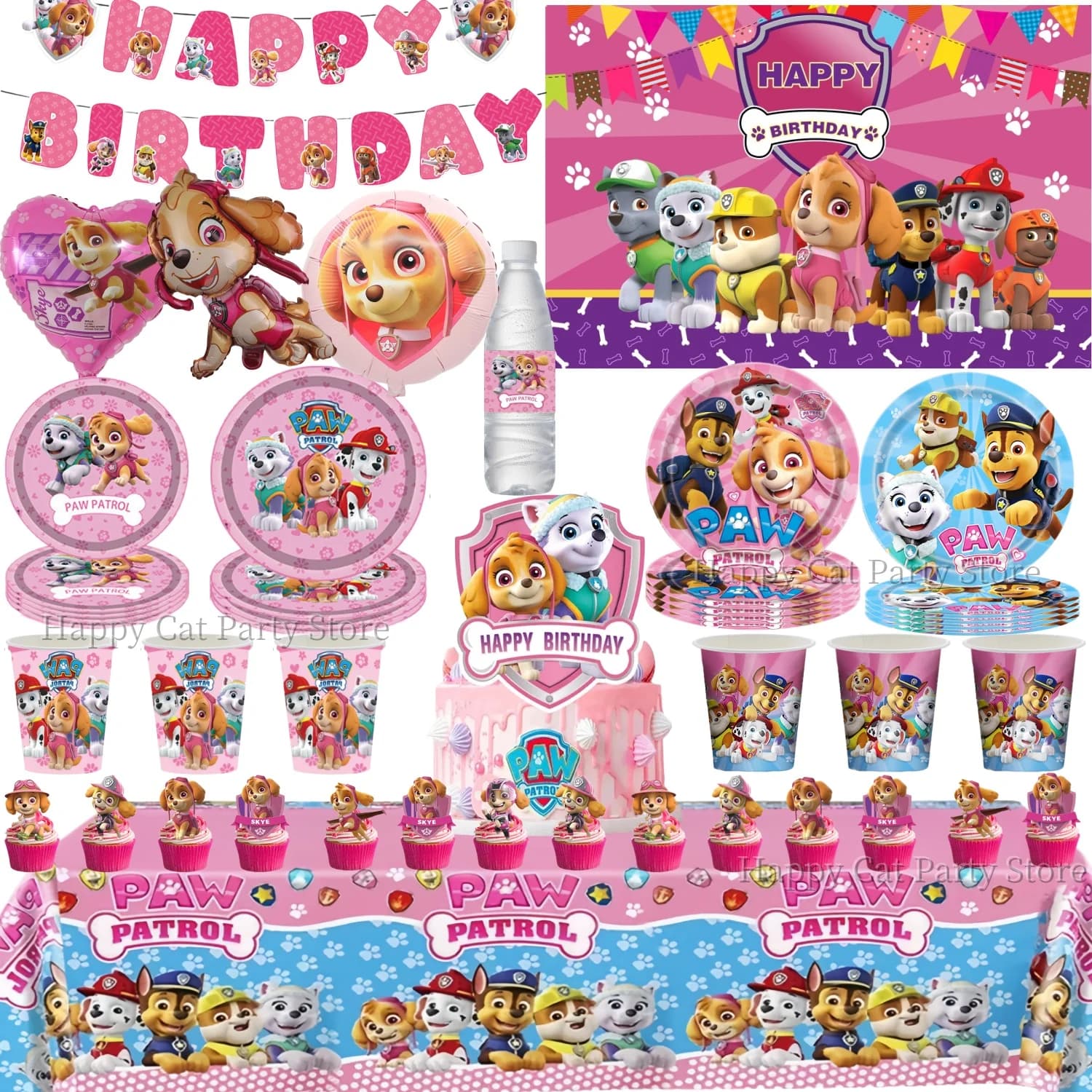 Paw Patrol Decorazioni per feste di compleanno Dog Skye Stoviglie usa e getta Tovaglia Piatto per tazze Baby Shower Regalo per bambini Ragazza Ragazzo Forniture per feste