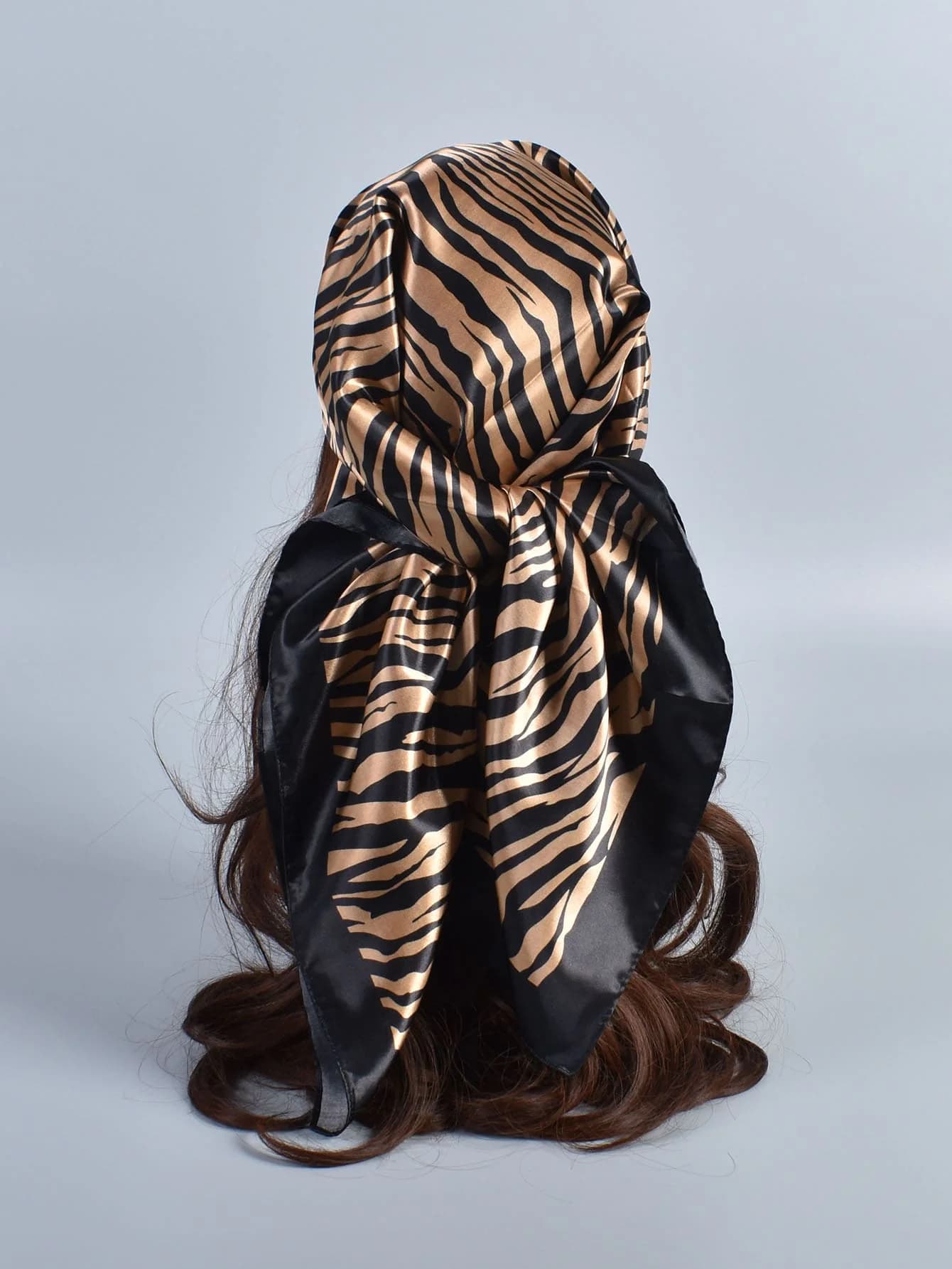 1pc Zebra Striped Print Bandana Women Big Square Scarf Bandana,Hair Band,Head Band Ideal For Dressing Up Your Look