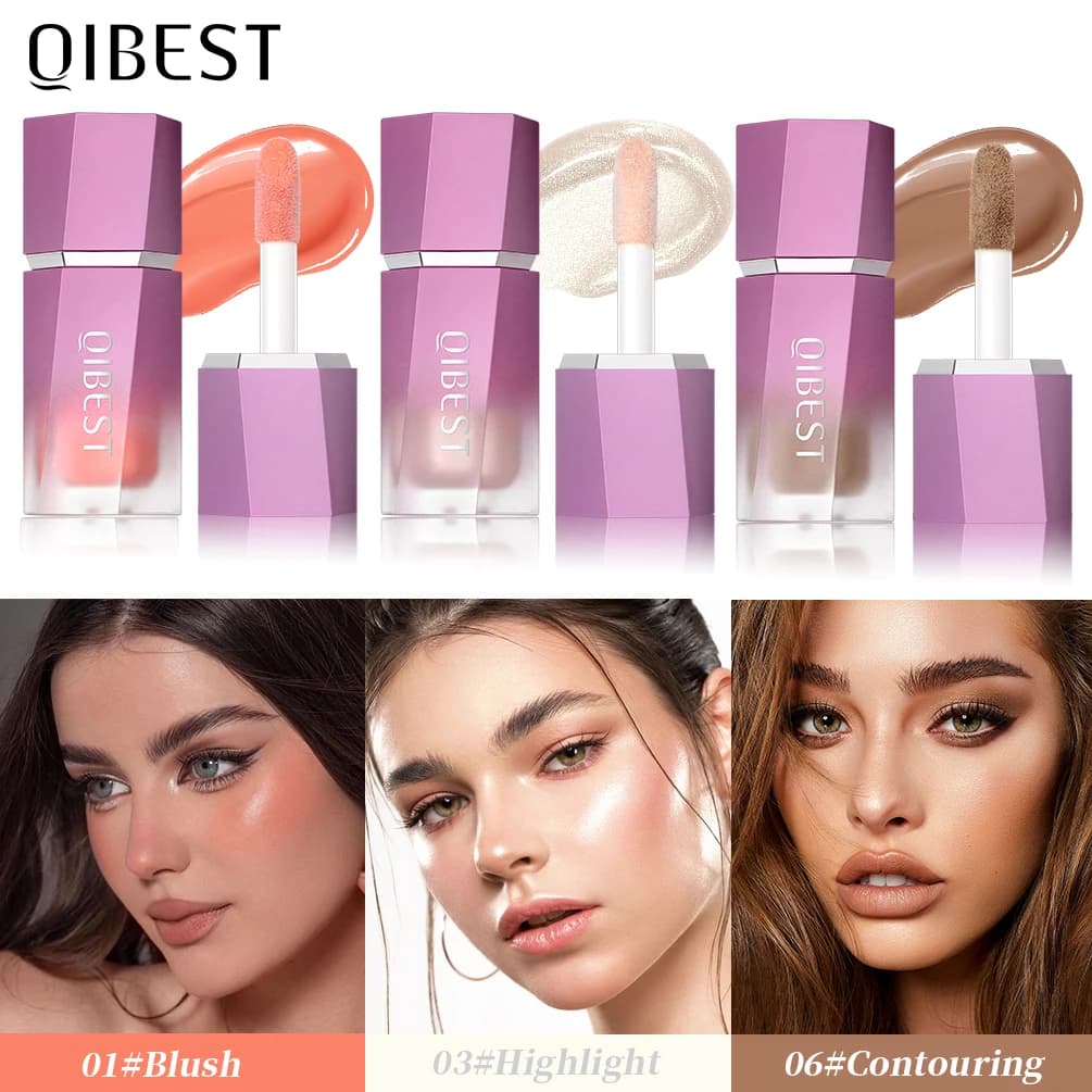 QIBEST Fard liquido Crema naturale Guancia Tinta per occhi Fard Multiuso Trucco Stick Liquido Contorno Evidenziatore Illumina Cosmetici