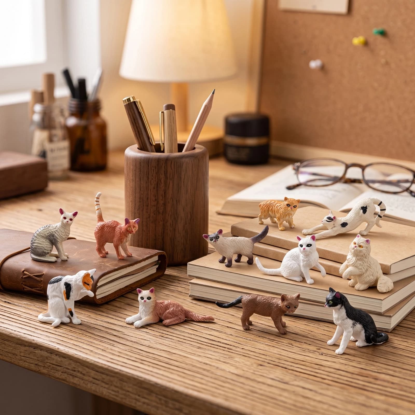 12 Pieces Cat Figurines Small Miniature Cat Figures Toy Cats Cute Miniatures Textured for Collectors, Desk Decor, Craft Projects