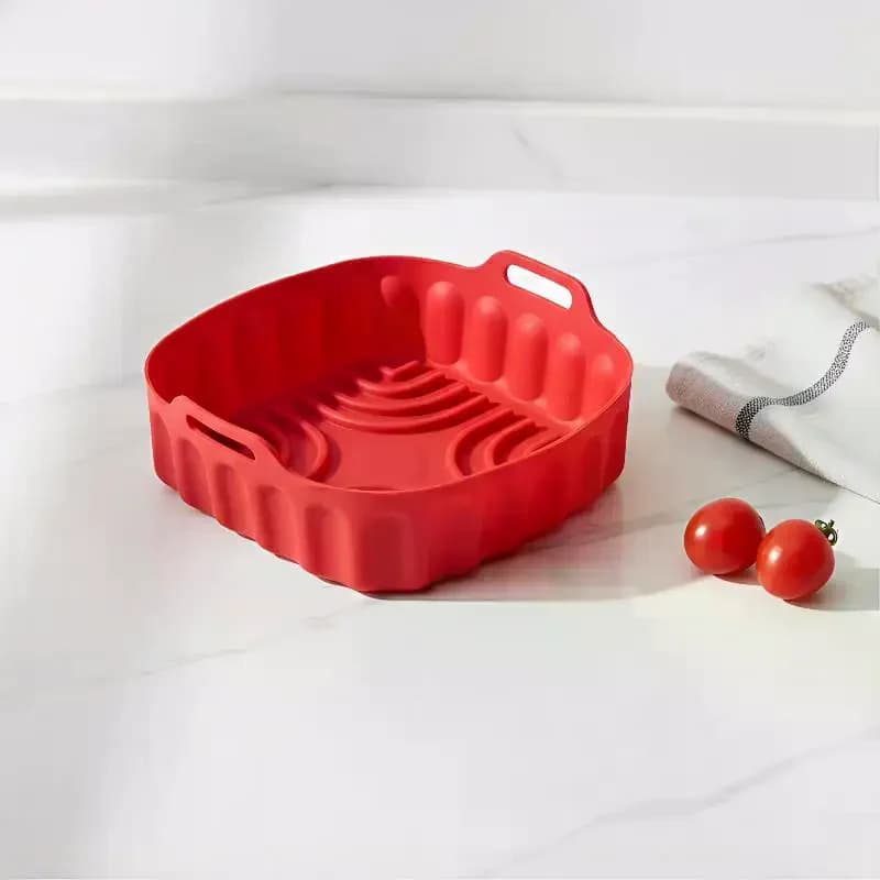 Inserto in Silicone per Friggitrice ad Aria, Riutilizzabile, Quadrato, Resistente al Calore, per Pizza e Pollo, Facile da Pulire