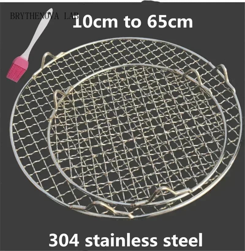 304 stainless steel round bbq net with foot barbecue grill Meshes Cooling Steam Rack Baking Rack Camping Outdoor Mesh Wire Net