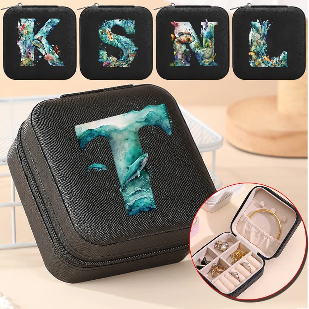 2026 Portable Jewelry Casket Large Capacity Fish Letter Series Fashion Travel Organizer Classic Travel Jewelry Storage Box