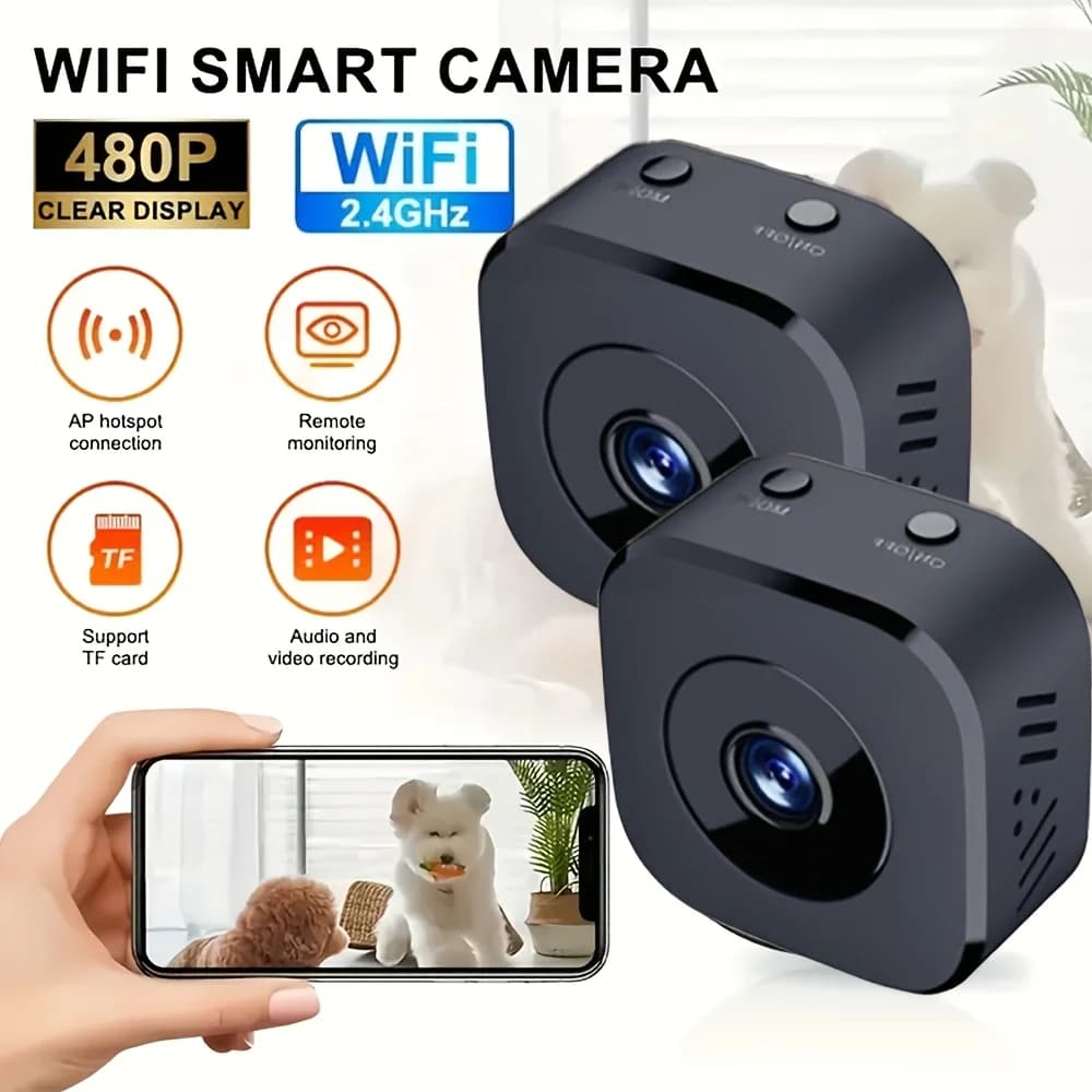 1/2 set di telecamere di sicurezza con batteria integrata (150 mA), notifica messaggio, monitor WiFi 2.4G, monitoraggio rilevamento movimento,