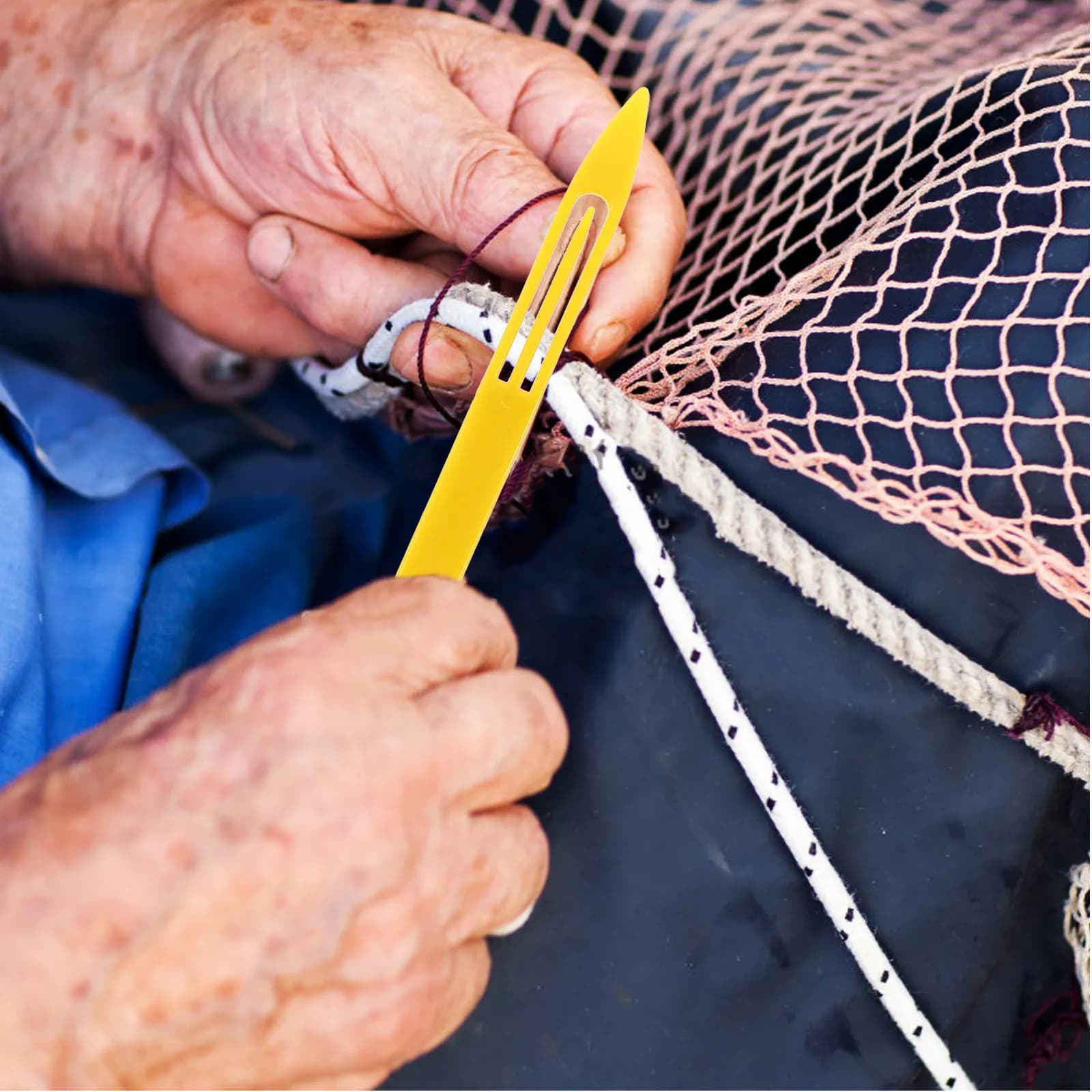 Kit di Riparazione per Reti da Pesca con 7 Aghi in Plastica per Cucire e Riparare Reti, Attrezzi per Tessitura e Riparazione