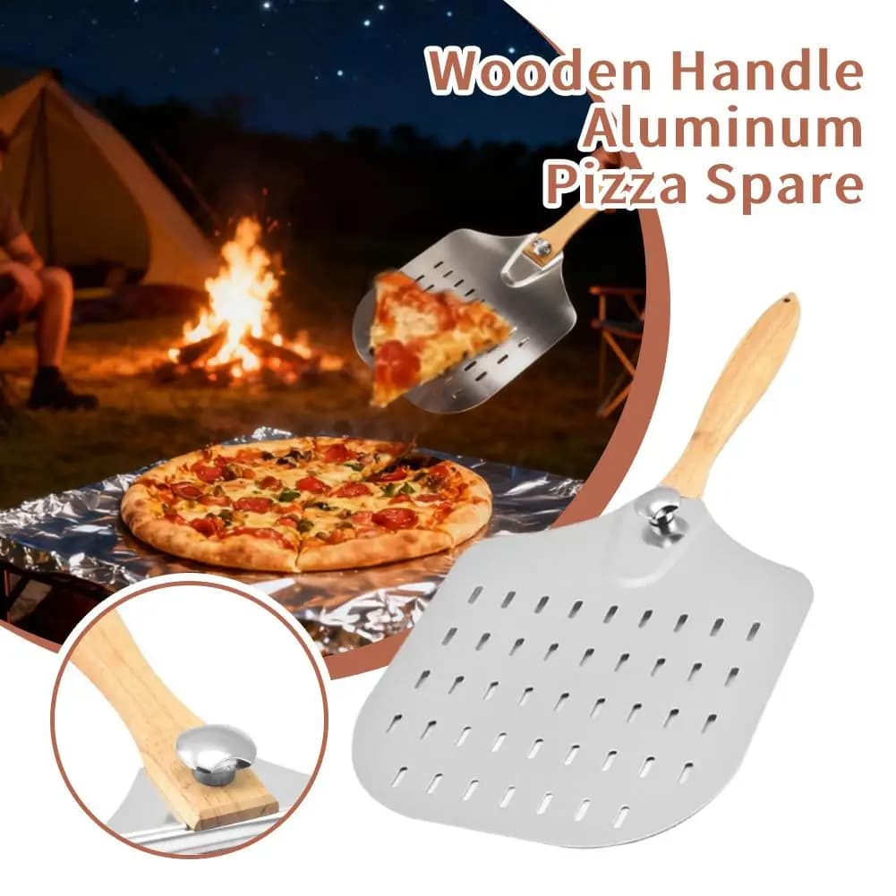 Utensile per Trasferimento Pizza da 12 Pollici, Paletta per Pizza in Alluminio con Manico in Legno, Strumento Multifunzionale da Cucina