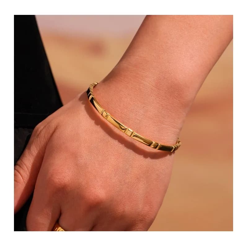 Mystery Fashion Thin Ring Buckle Bracelet Stainless Steel Electroplated Real Gold Color Retention Light Luxury Bracelet