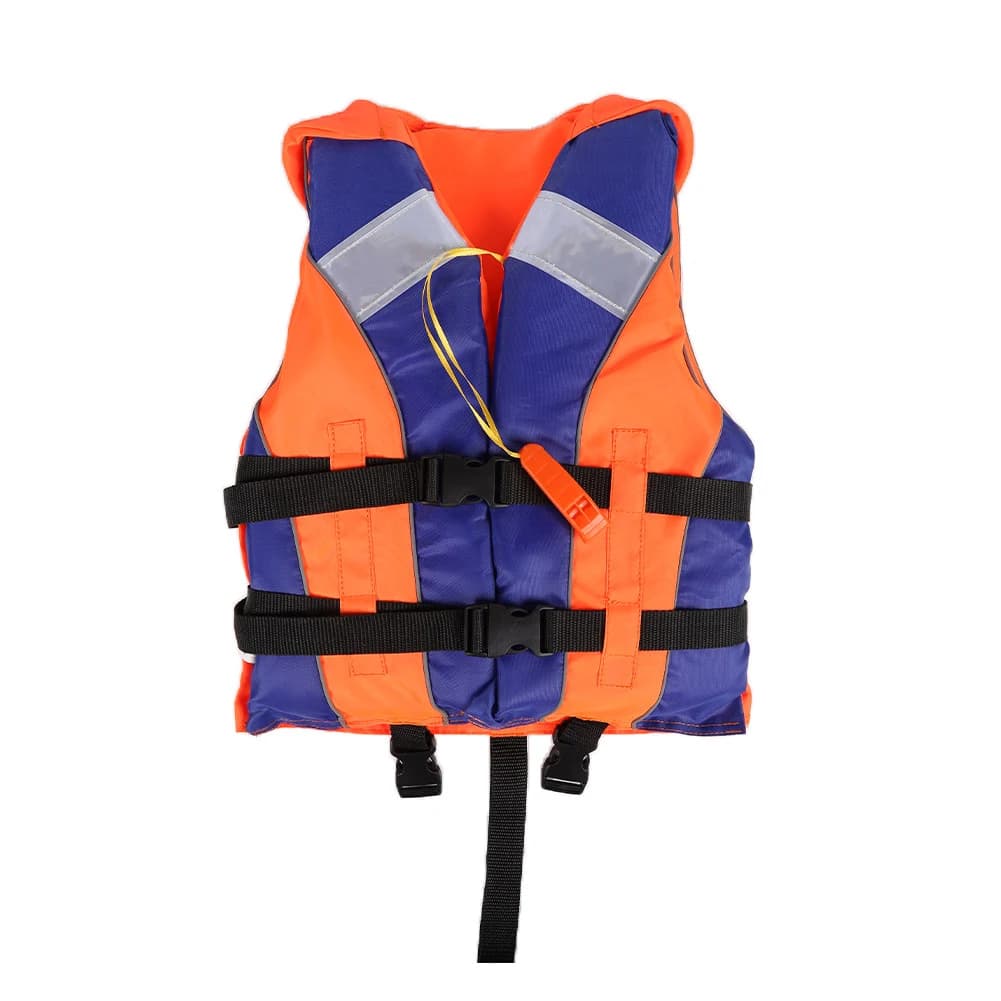 Wear- Life Vest Reflective Strip Life Jacket Vest 210D polyester with Whistle for Fishing Drifting Swimming