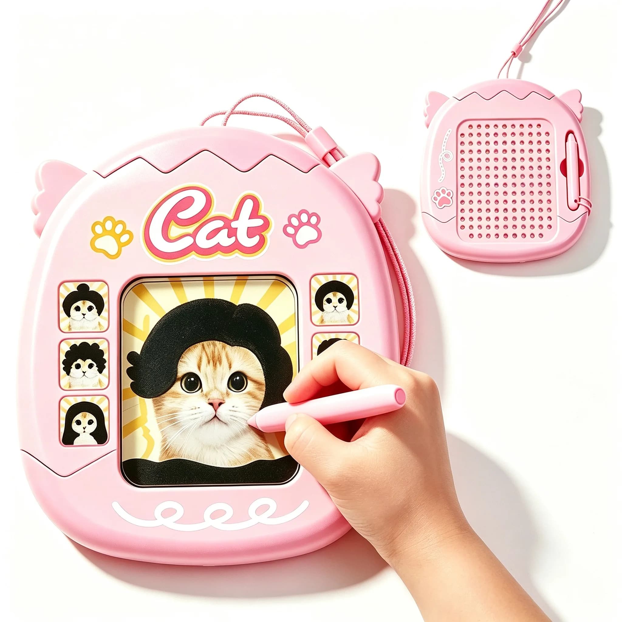Cute Cat Magnetic Drawing Board, DIY Hairstyle Styling Toy, Magnetic Bead Art Pad, Sensory Fidget Portable Keychain Pendant Gift