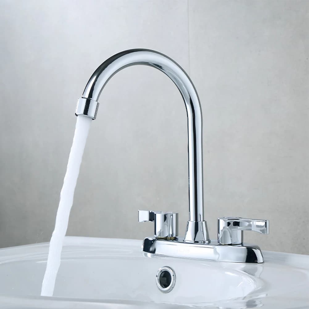 Kitchen Faucet with brass double hole handle, hot and cold rotating washbasin, sink mixer, kitchen bathroom accessories