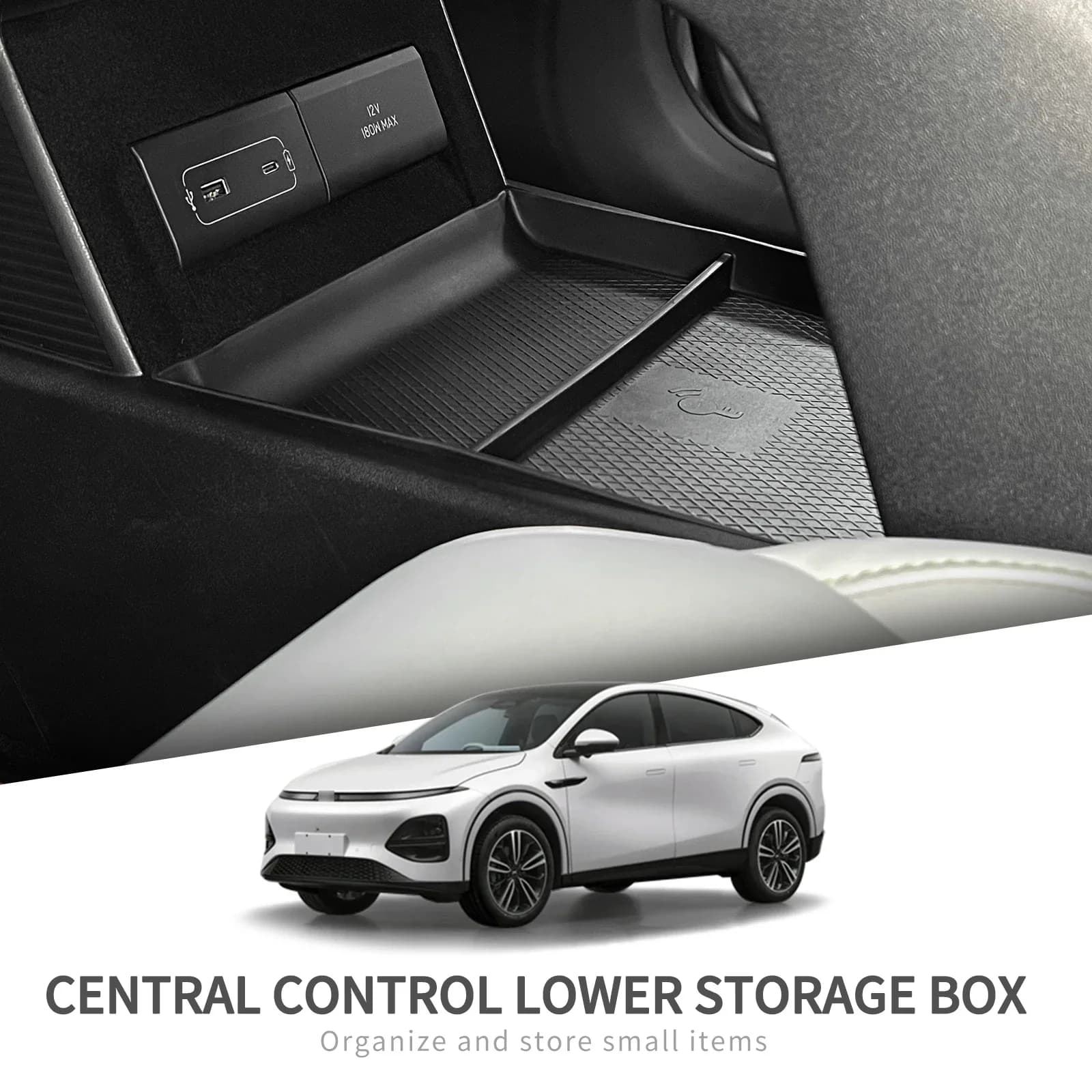 SMABEE per Xpeng G6 2023 2024 Console centrale Scatola di immagazzinaggio Auto Centrale Strato inferiore Vassoio TPE Organizer Accessori Riordino
