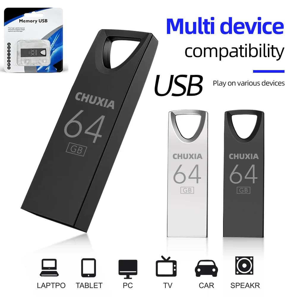 CHUXIA Metal Usb Flash Drive 64GB 32GB memoria 16GB 8GB 4GB Pen Drive 128GB USB 2.0 Exquisite Packag Usb Stick Storage Flash Disk