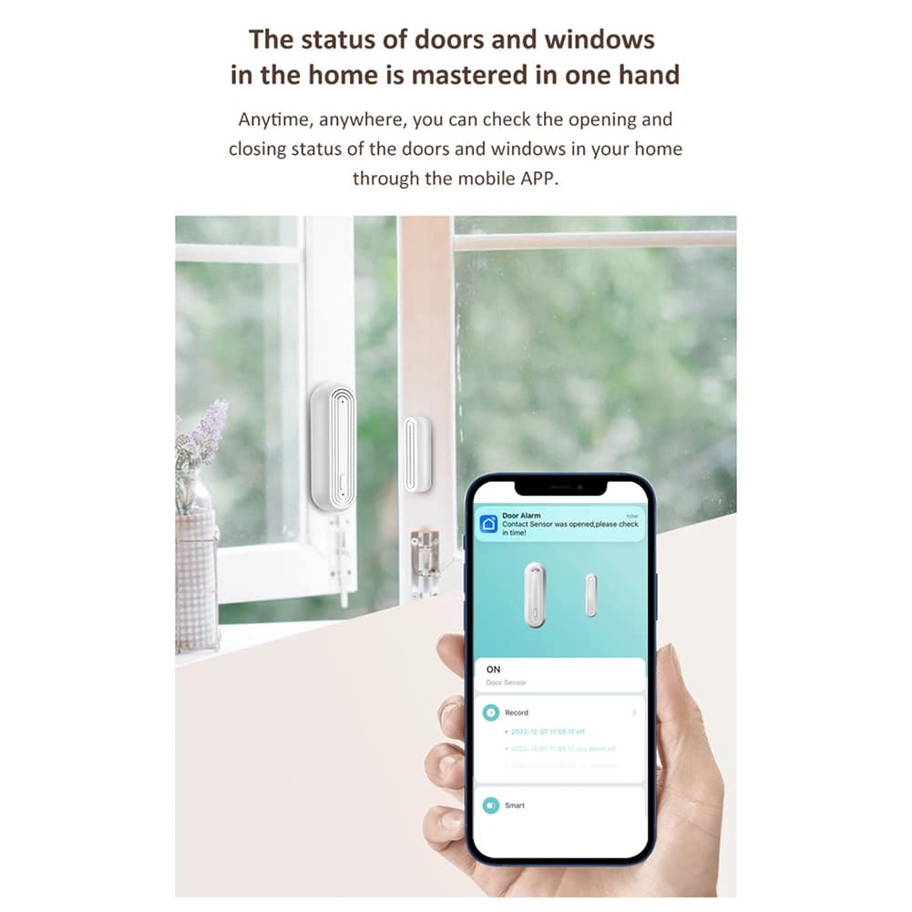 Tuya Wifi Smart Door Magnetic Sensor App Control USB Wireless Door & Window Sensor Door Magnetic Alarm Detector
