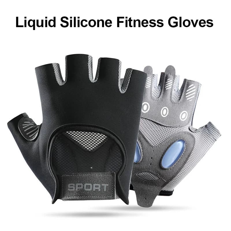 Workout Fingerless Gloves Men Women Fitness Gym Cycling Shock Absorption Anti-Callus Yoga Anti-Slip Silicone Gloves Training
