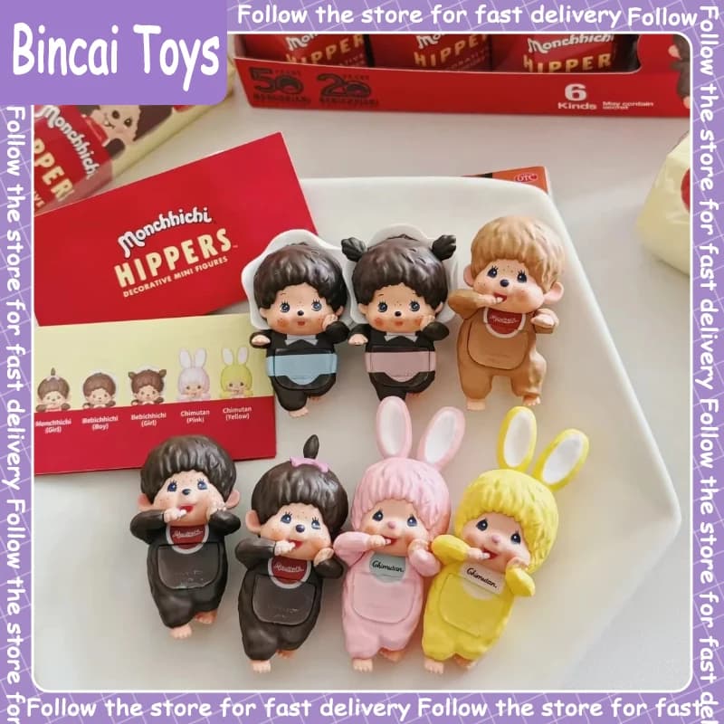 Serie Originale Sonny Angle & Monchichi Hippers, Blind Box con Mini Figurine da Collezione, Bambola Kawaii, Decorazione da Scrivania Sakura, Regalo per Ragazze