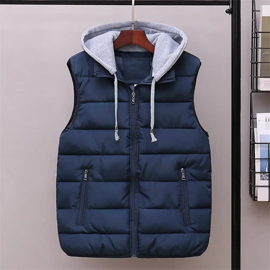 Gilet imbottito da uomo oversize 6XL 2026 Nuovo cappotto con cappuccio autunno inverno giacca senza maniche calda e spessa gilet casual abbigliamento da uomo