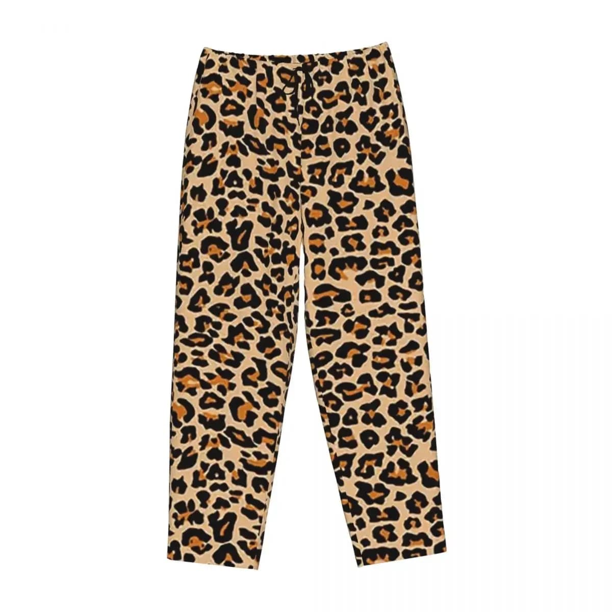 Custom Leopard Spotty Print Face Mask Women Pajama Pants Lounge Sleep Sleepwear Bottoms with Pockets