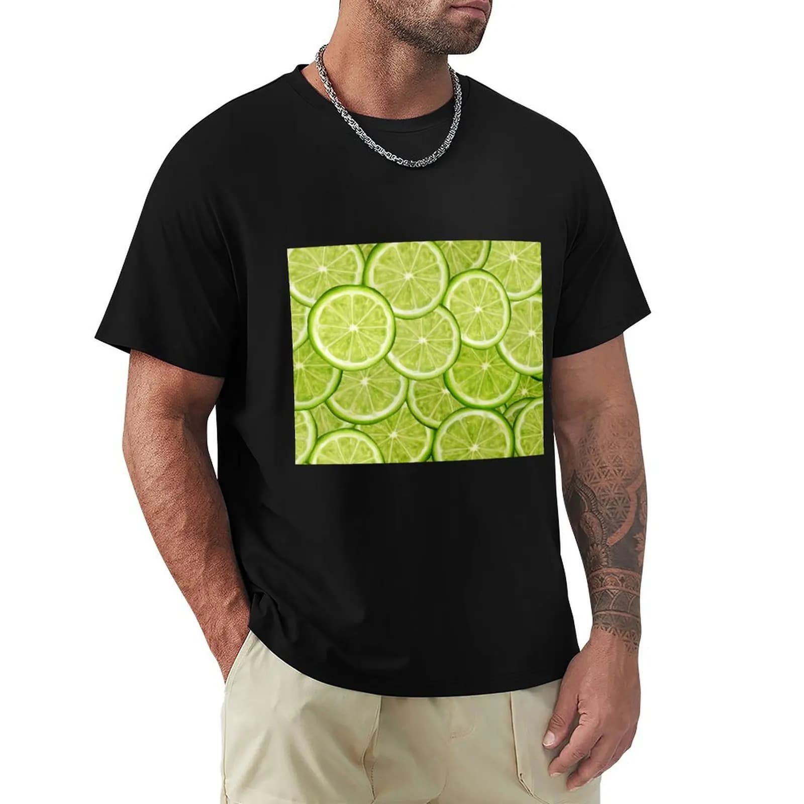 Lime Pattern- Digital Drawing T-Shirt Work Outdoor Short Sleeve Tee