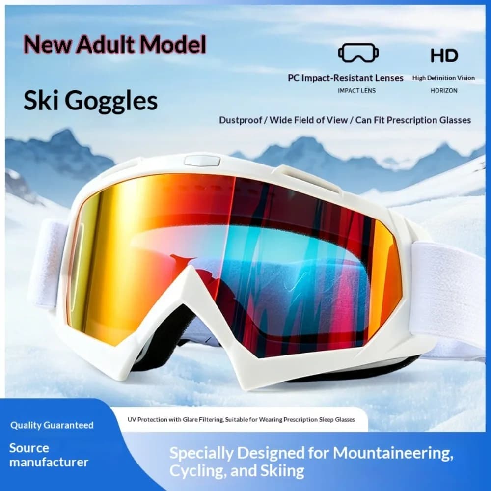 2026 New Adult Ski Goggles with High-Definition UV Protection and Colorful Lenses, Suitable for Myopia Wearers and Cycling Use