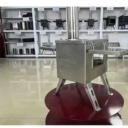 Stufa a legna portatile con tubi per canna fumaria per cucina all'aperto Stufa da campeggio in acciaio inossidabile