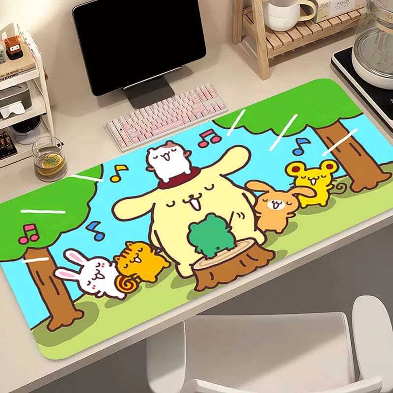 Tappetino per mouse da e-sport con bordo rinforzato, Pompompurin, tappetino per tastiera PC da gioco in gomma flessibile e liscia, Kawaii Mosuepad