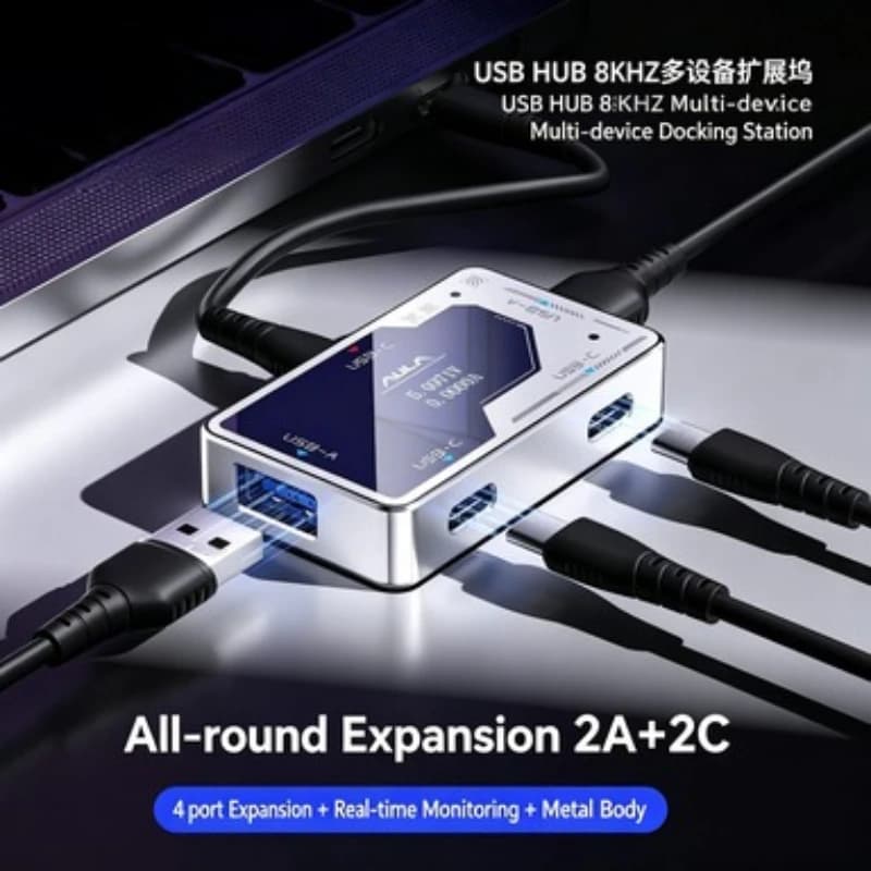 8K Esports HUB Docking Station TPYE-C One-to-four Low-delay Adaptive Magnetic Axis Mechanical Keyboard and Mouse