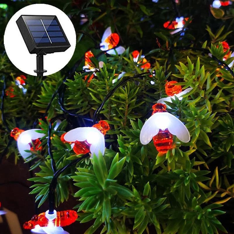 Christmas Fairy Lights Solar Garden LED Honey Bee Light String Outdoor Wedding Party Garland Patio Yard Holiday Decoration