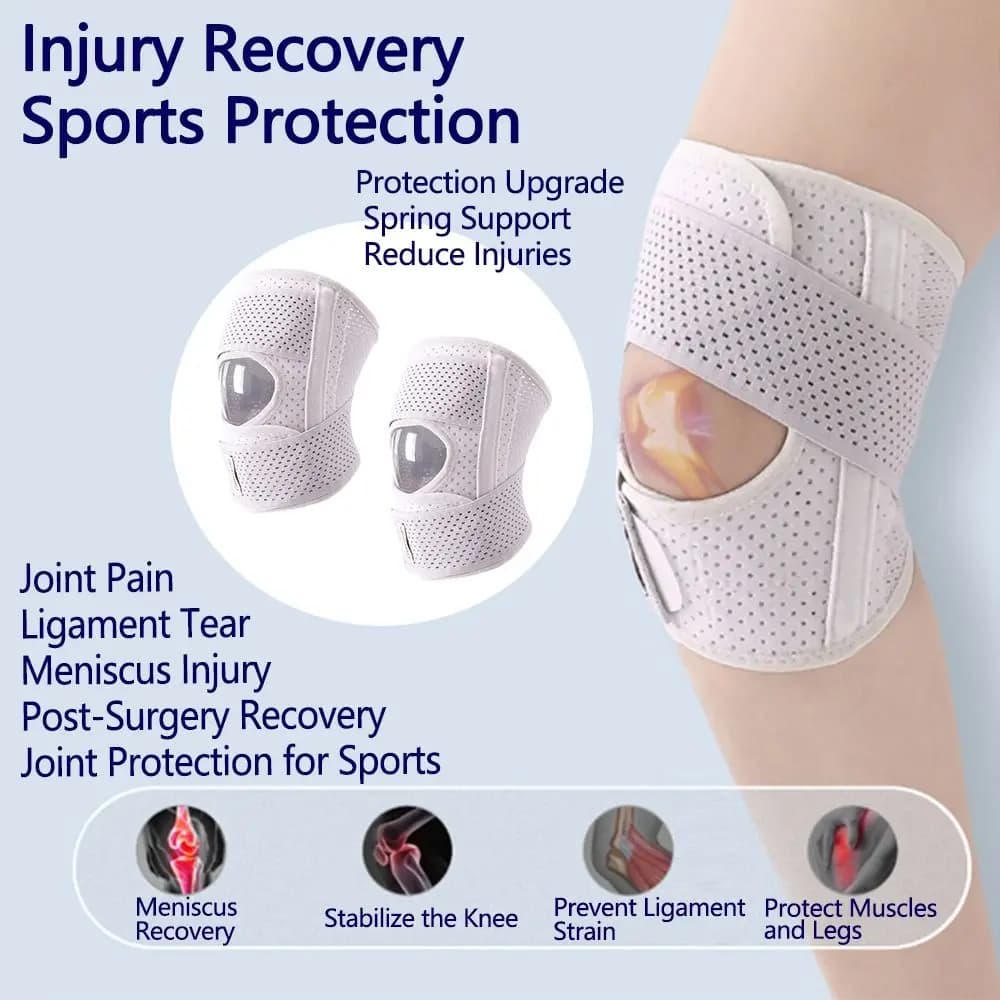 Ginocchiera regolabile Stabilizzatori laterali traspiranti Cuscinetti di supporto per ginocchio Supporto di compressione Ginocchiera elastica leggera