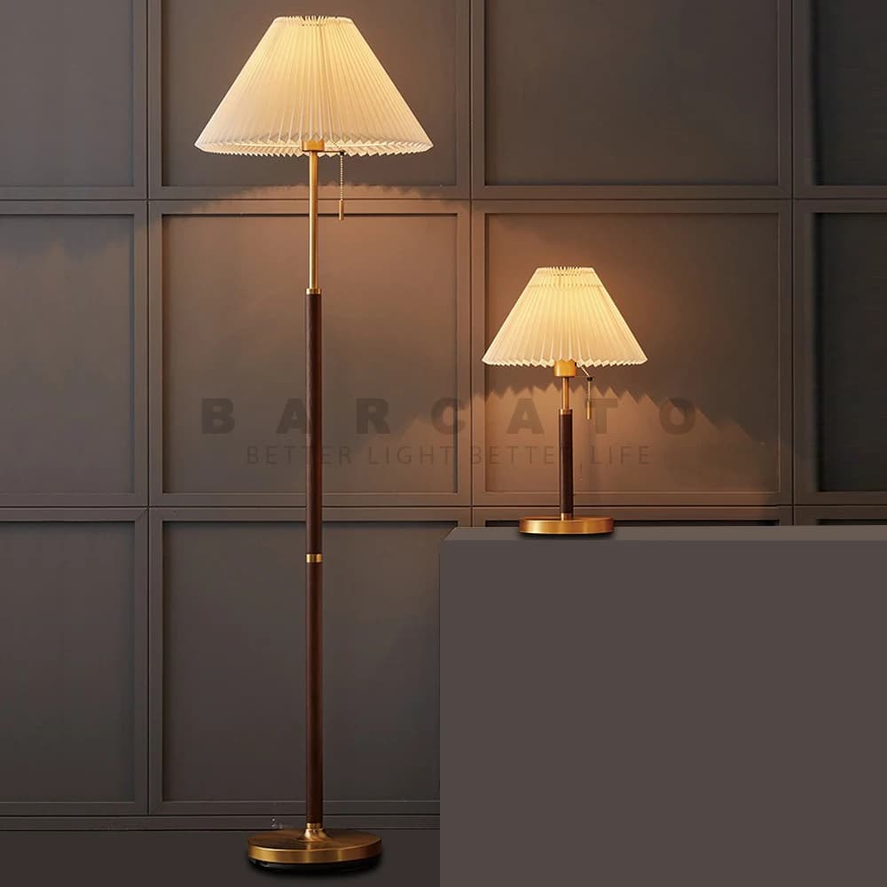Lampada da terra americana luci da terra in tessuto pieghettato Vintage soggiorno studio camera da letto Home Design E27 lampade da terra luce notturna