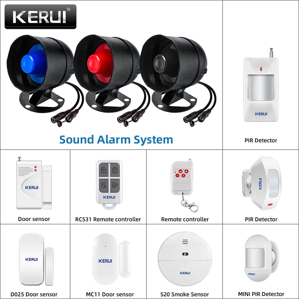 KERUI 120db Altoparlante Forte Sirena Sistema di Allarme WIFI Tuya Allarme di Sicurezza Domestica Con Rilevatore di Movimento Sensore Porta per Casa Antifurto