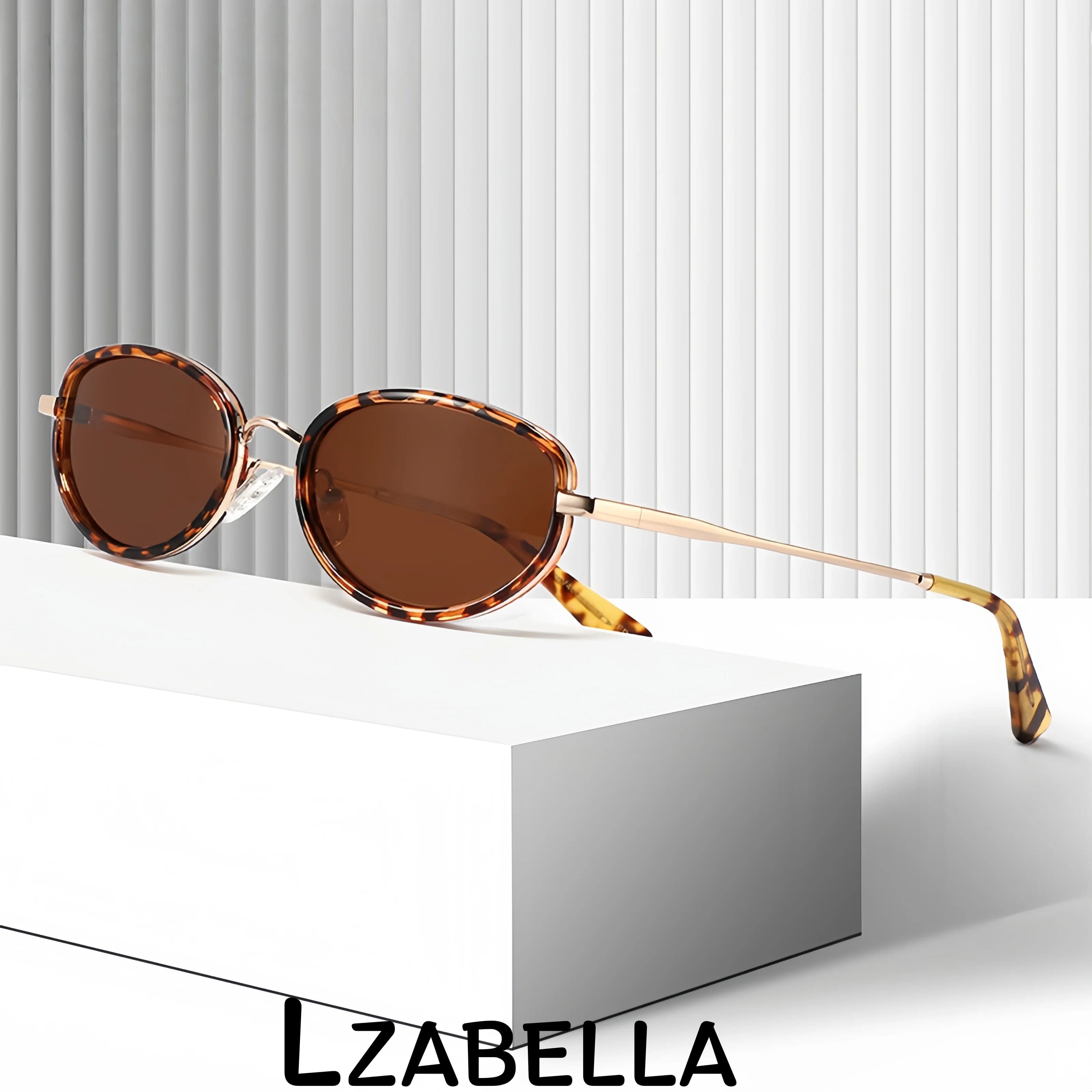 Lzabella Fashion Minimalist Oval Cat Sunglasses Women's Lightweight Luxury Style Sunscreen Polarized European eyeglasses 8958