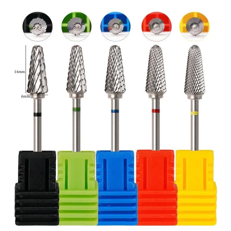5 stainless steel cutters Ø6 x 2.35 mm with 3/32 inch stem for rotating tools, ideal for dental polishing and nail drill tips