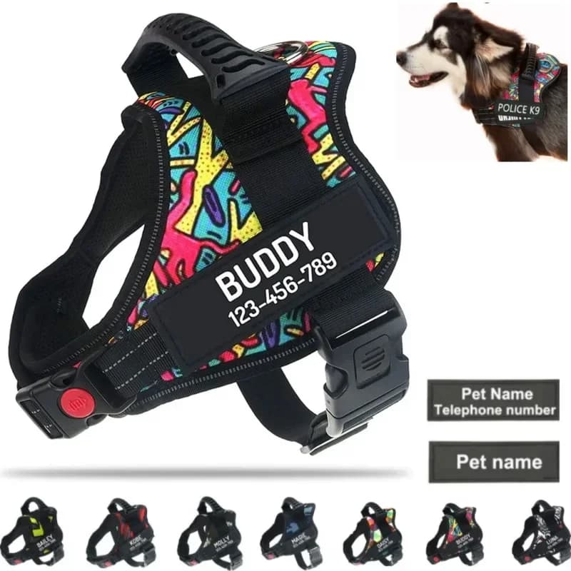 Pettorina per cani personalizzata senza tirare con nome personalizzato e numero di telefono Gilet per animali domestici resistente per evitare il rimorchiare, tirare l'asfixia perso