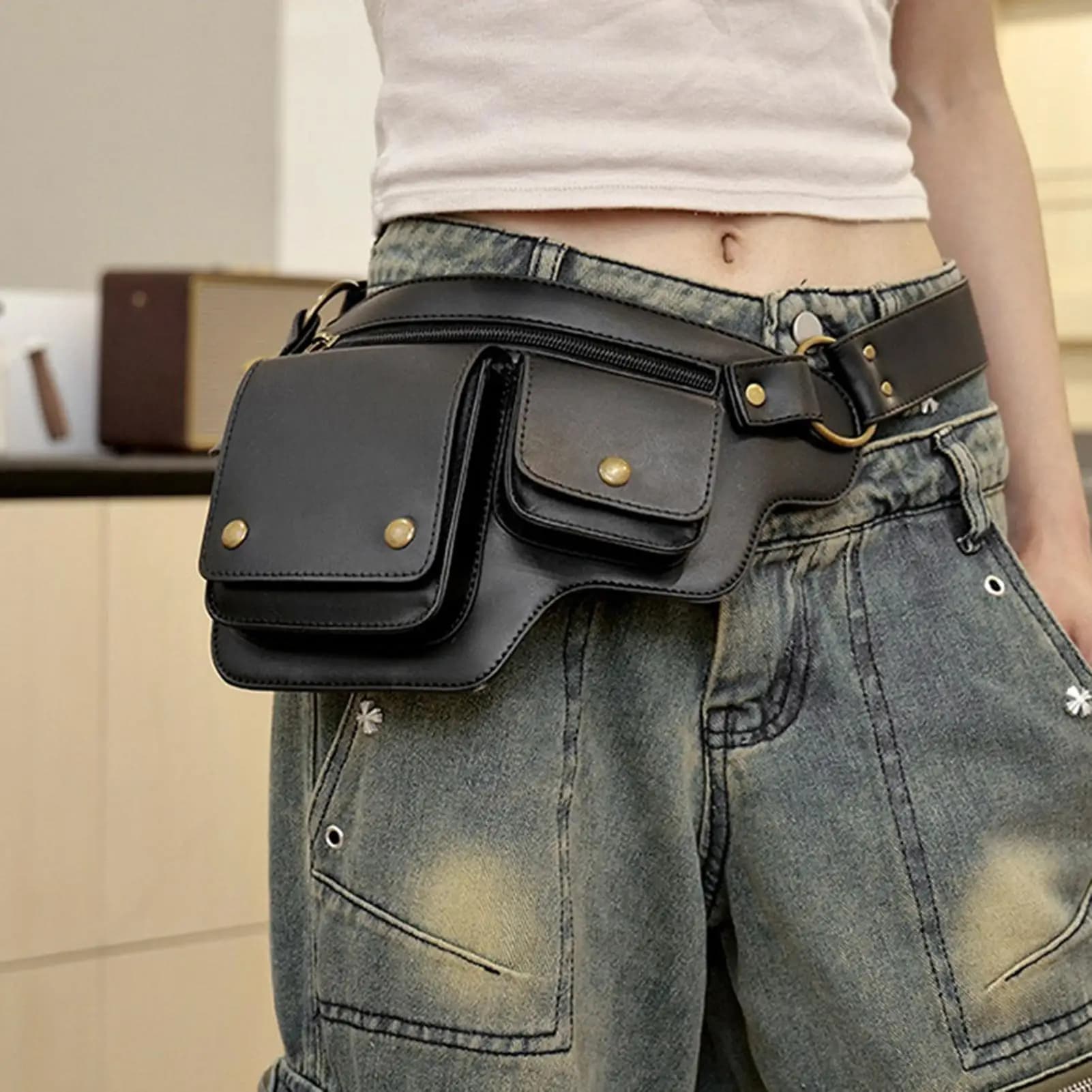 Marsupio Renaissance adjustable with multiple pockets - Marsupio for woman man, medieval pirate cosplay, race and festival