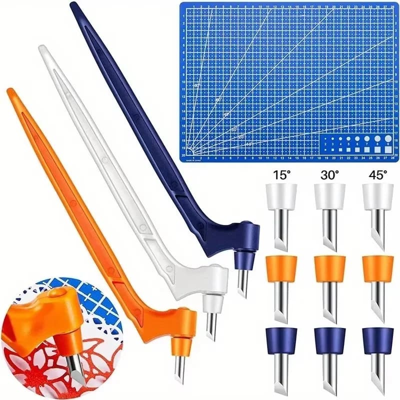 1/2Sets 1pcs Cutting Pen Tools 360 Degree Rotating Blade 3 Heads Stainless Steel Blade DIY Durable Portable Art Carving Cutter