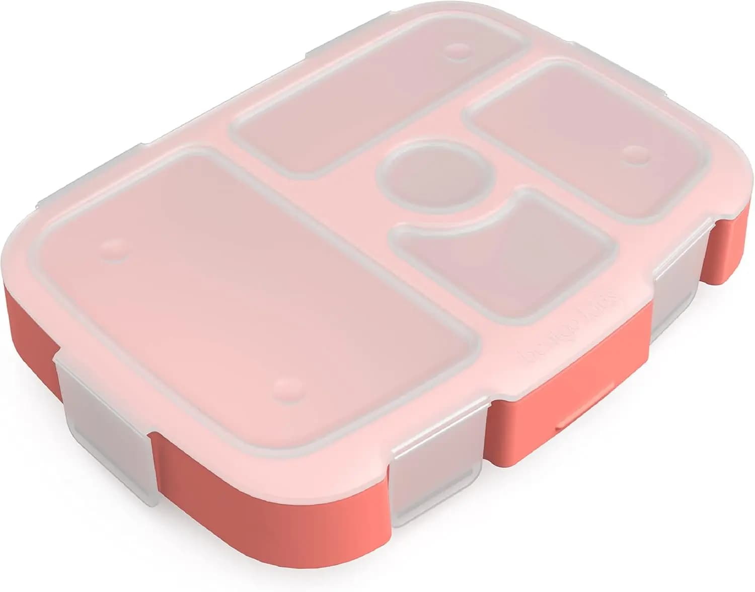 Vassoio per la preparazione dei pasti per bambini con 5 scomparti, contenitore per il pranzo riutilizzabile senza BPA per casa e in viaggio, con coperchio trasparente (Coral)
