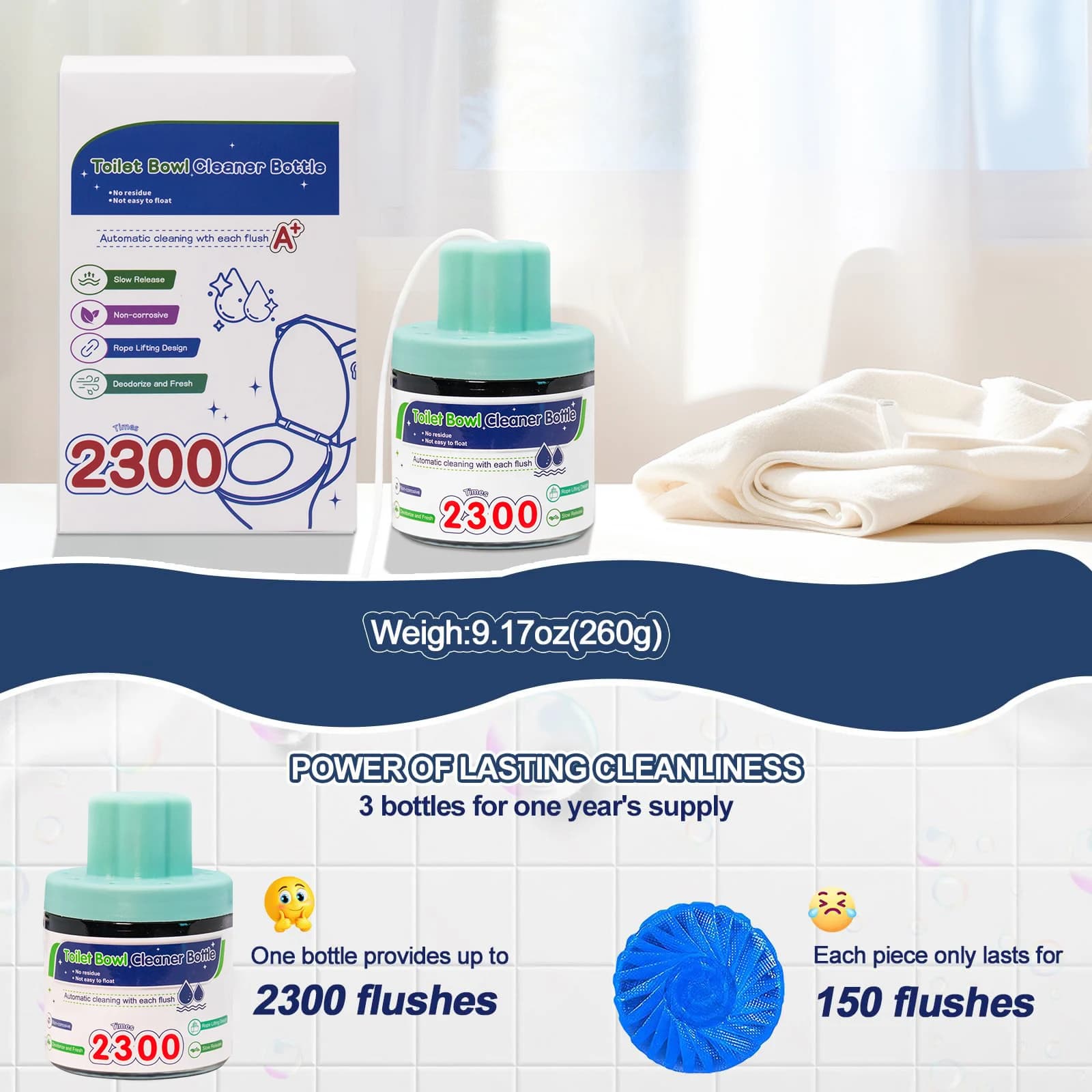 Compresse blu per la pulizia dei WC per serbatoio, blocchi detergenti per WC, deodorante e smacchiatore, deodorante a lunga durata per