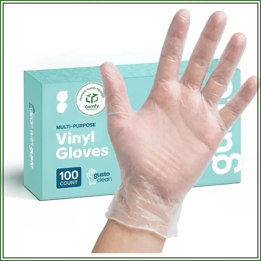 Disposable Vinyl Gloves – Clear, Latex-Free, Powder-Free – Safe for Food Handling, Cooking & Cleaning