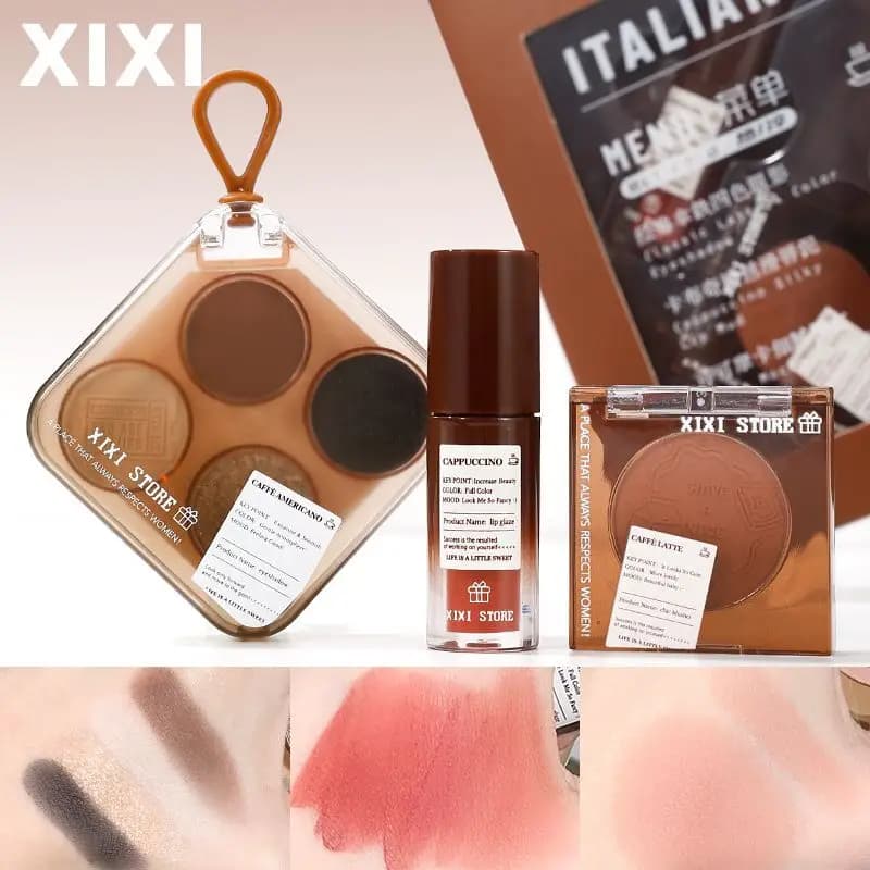 XIXI gift set for birthday: shading, fard, lipstick, lip gloss. A complete set of cosmetics to give to your girlfriend.