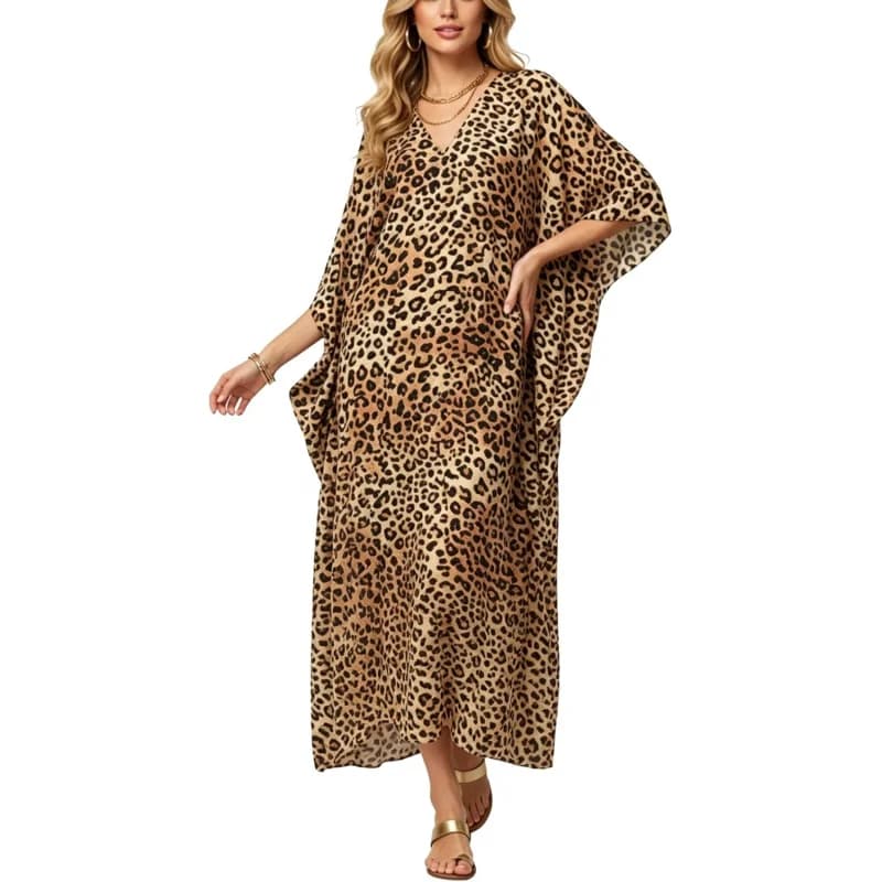 Abito Kaftano Moo Moo da Donna, Copricostume Leggero e Traspirante per Relax a Casa, Spiaggia e Resort