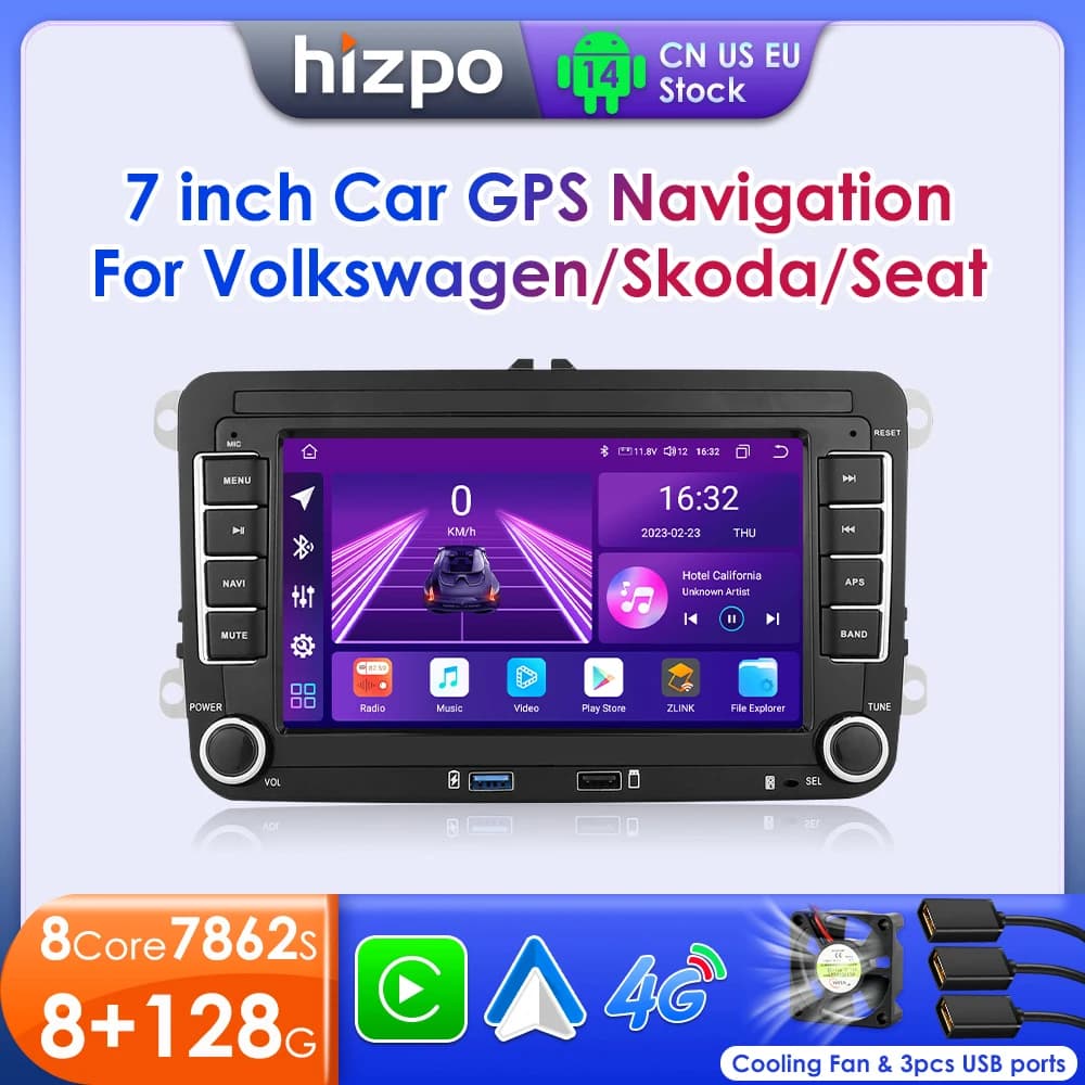 Hizpo Autoradio per VW POLO GOLF 5 6 Plus PASSAT B6 JETTA TIGUAN TOURAN SHARAN SCIROCCO CADDY Seat Carplay Audio Stereo GPS DSP