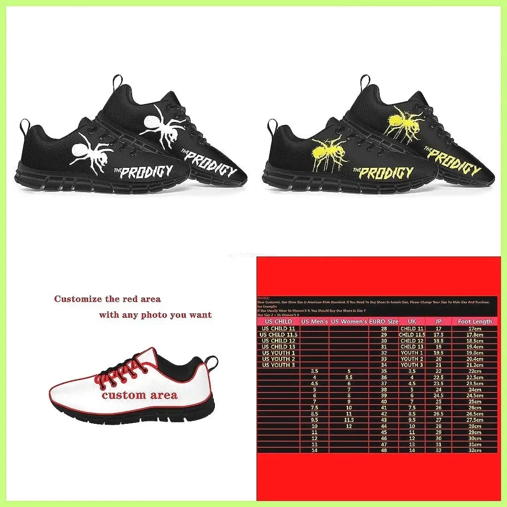 Sneakers personalizzate con lacci Prodigy Rock Band, scarpe sportive casual per uomo e donna