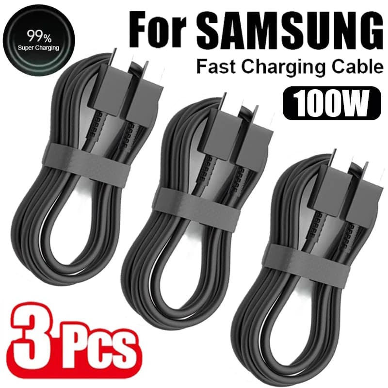 3 pcs PD 100W USB Type C Charging Cable for Samsung Galaxy S22 S23 S24 S25 Plus Note Ultra A53 A54 charging data cable
